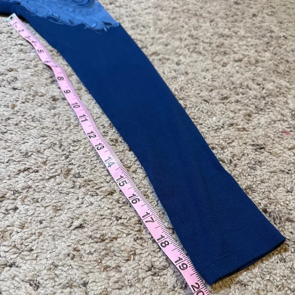 Women's Free People Blue Long Sleeve Tee with Lace Detail M - Picture 7 of 10